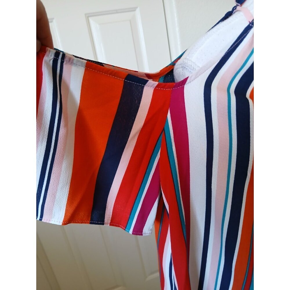 Signature Studio Off Shoulder‎ Blouse Womens XL Multi Colored Flowy Casual Boho - Picture 5 of 15